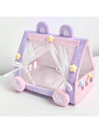 17 厘米舒适粉色帐篷床第一代/第二代/第三代釉面小雕像毛绒娃娃，可爱少女帐篷床装饰，适合 的小狗挂饰