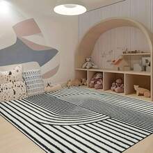 1Pc Large Light Beige-Friendly Area Rugs - Black & White High Pile Density, Soft Felt Backing, Machine Washable, No Lint Odor, 31x20 Inch & 84x60 Inch Sizes For Living Room, Bedroom, Office - 樣式 1 - 查看 3