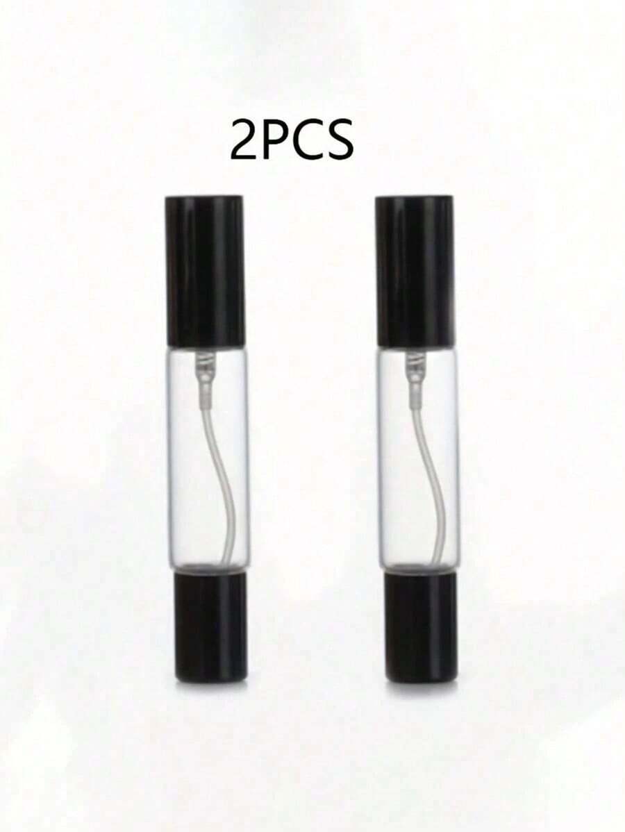 2pcs 0.34oz Dual-Purpose Perfume Spray Bottles With Rollerball - Made Of Clear Glass, Refillable, Portable And Practical, Ideal For Travel And Office, Includes Fragrance And Skincare Mist Bottles, Travel Accessories |   Portable Perfume Dispenser |   Refillable Spray Bottles - 1 - View 1