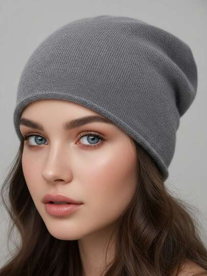 Gorro de malha feminino, essencial para o aquecimento no inverno, gorro plissado, gorro de malha feminino, estilo coreano, camada única, versátil para o inverno, gorro