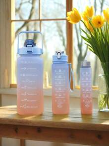 2L Or 750ml Or 280ml Large Capacity Pink Gradient PC Water Bottle, Sports And Fitness Portable Straw Cup, For Home And Travel Outdoor Use