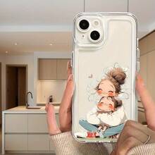 Funda de teléfono transparente de alta calidad con tema espacial y diseño de madre e hija, elegante y simple, funda de protección creativa personalizada, a prueba de golpes y anticaídas, resistente a la suciedad y duradera, adecuada para  17.17 Pro...17 Pro Max...17 Agua. 16.16 Pro...16 Pro Máx.16 más.. 15.15 Pro Max...15 Pro...15 más.. 14.14 Pro...14 más..14 Pro Max... 13.13 Pro...13 Pro Max...12.12 Pro...12 Pro Max...11.11 Pro...11 Pro Máx.XR.X.XS.XS máx.Se.MiNi- Regalo Ideal para Cumpleaños/Día de San Valentín/Espeso/Novia - Transparente 1101 - Ver 2