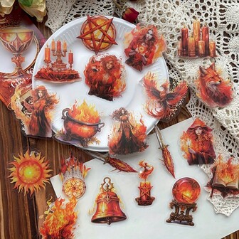 40 st/förpackning Vintage häxa, trollformelbok, festklistermärken, flicktema, växter, katter, kråkor, scrapbooking, dagbok, vattentäta klistermärken, skolmaterial