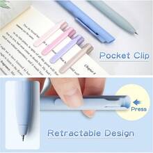 6 PCS Pastel Gel Pens, Colored Ink Pens, Pens Colorful For NoteTaking Journaling, Cute Retractable Pens 0.5mm Fine Point Quick Drying, Aesthetic Nurse School Office Supplies - 彩色 - 查看 6