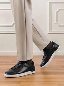 Men's Fashion Sneakers Casual Dress Skate Shoes Lace Up Oxfords Street Style Daily Wear Comfort Versatile For Daily, Outdoor, Commute, Comfortable Couple Shoes - 黑色 - 查看 5