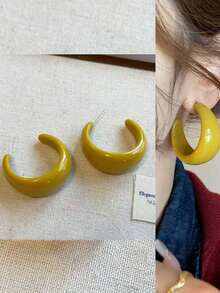 1 Pair Geometric C-Shaped Acrylic Candy Color Earrings, 5 Colors Available, Suitable For Party, Banquet, Commute, Music Festival, Gathering, Gift