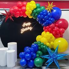 红、蓝、黄、绿气球套装，适用于生日、婚礼、新娘送礼会、周年纪念、毕业典礼、马戏团嘉年华装饰、夏季主题派对、摄影、生日、周年纪念、婚礼、洗礼、派对、花园装饰、庭院装饰、四季皆宜的背景装饰、场景装饰 - 彩色 - 查看 3