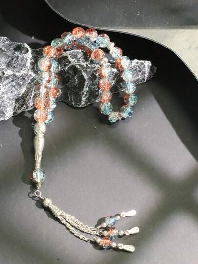 1pc Middle Eastern Saudi Arabia Tasbih Prayer Beads 33 Beads, Arabic Rosary Beads, Islamic Prayer Beads, Glass Tasbih Prayer Beads, Tasbih, Muslim Prayer Beads, Bracelet, Christmas, New Year, Valentine's Day Gift, Men's Prayer Beads, Rosary, Arabic Fashion Versatile Bracelet, Colorful Luxury Accessory, Al-Ahly Prayer Beads, Arabic Fashion Versatile Bracelet, Tasbih Ending, Istighfar Prayer Beads Tasbih Bracelet