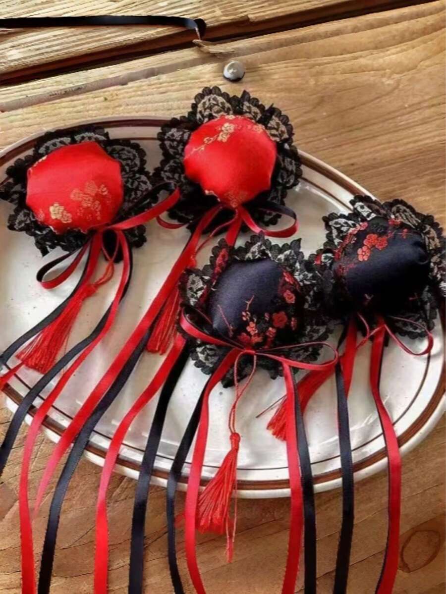 2 Stück glänzende Haarspangen im Palaststil aus Polyester, inspiriert vom Cheongsam, chinesischer Stil Dutt-Accessoires, süße Lolita-Haarspange, geeignet für alle Jahreszeiten, Haarspange, Haarclips, Kopfaccessoires, Sommer, Urlaub, Reise - Verschiedenfarbig - Übersicht 1