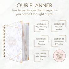 Wedding Planner And Organizer StepbyStep Guide Advice Checklist Includes Customizable Countdown Calendar MARBLED