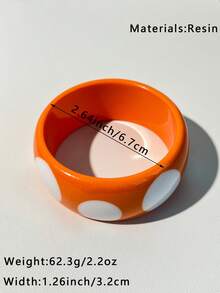 1 pieza Pulsera de resina redonda de la serie naranja talla grande vendida con diseño de teñido anudado, pulsera de brazalete elegante y de moda adecuada para fiestas y regalos - Multicolor - Ver 12
