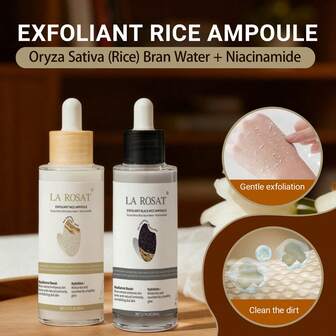 80ml/2.7FL.OZ Esencia exfoliante de arroz negro y arroz blanco, exfolia suavemente, ilumina la piel, hidrata y nutre, mejora el aspecto apagado y la aspereza, elimina la piel muerta, exfolia, cuidado personal, cuidado de la piel, Navidad