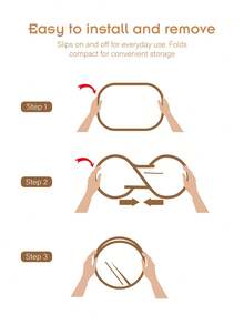 2 件装卡通图案婴儿汽车侧窗遮阳帘，带吸盘，可折叠耐用 80 克网状面料，有效阻挡 92% 的 UVA 和 UVB 射线，四季通用。 - 黑色 - 查看 12