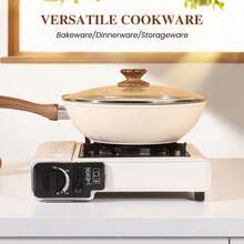 17pcs Pots And Pans Set, Nonstick Cookware Set Detachable Handle, Induction Kitchen Cookware Sets Non Stick With Removable Handle, RV Cookware Set - 白色 - 查看 8