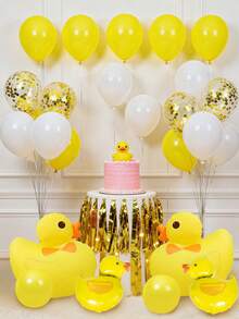 4 piezas Globos de PVC con tema de pato amarillo, adecuados para decoración de fiesta de cumpleaños, decoración de ambiente festivo, regreso a clases, fiesta de boda de otoño, globos decorativos de fondo, decoración de ventana navideña, decoración navideña del hogar, regalos de Navidad, decoraciones navideñas - Amarillo - Ver 10