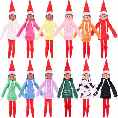 30cm Teenager Puppe Elf Puppe Weihnachtsoutfit Accessoires, Weihnachtspuppe Hoodie Sweatshirt