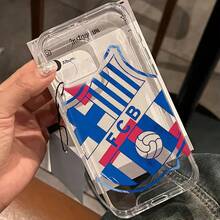 Funda de teléfono de fútbol para B-Barca compatible con iPhone 17, 16e, 16, 15, 14, 13, 12, 11 Pro Max, Mini, Air, XR, XS, X, 7, 8 Plus - Cubierta trasera suave de TPU transparente, estilo anime, material flexible, impresa con UV, para usuarios casuales - Mezcla de colores - Ver 3