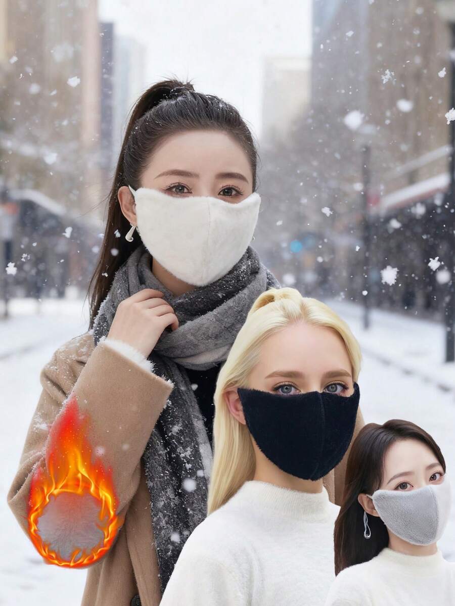 1 件女士户外冬季保暖面罩,人造毛皮高品质滑雪护目镜防风加厚防寒面罩 - 彩色 - 查看 1