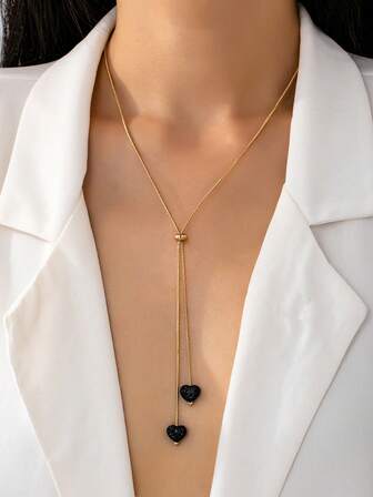 1 pièce Collier pendentif en cristal en forme de cœur à la mode, cadeau pour un port quotidien pour les femmes, Saint-Valentin