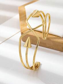 1pc High-Quality European & American Style Gold-Plated Copper Bracelet, New Autumn Multilayer Hollow Cone Bangle, Suitable For Women, Men, Couples As Elegant Jewelry Gift For Birthday, Holiday, Halloween, Christmas