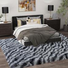 Large Shaggy Area Rug For Living Room & Bedroom – Stain-Resistant Fluffy Carpet With 1.4 In High Pile, Plush Aesthetic Throw Rug, Non-SIip Rubber Backing With 4 Anti-SIip Pads, Durable Edge Stitching – Cozy Minimalist Decor – Great Gift For New Year ! - Nhuộm tie-dye màu xám đậm - Xem 2