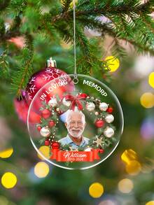 1pc Customized Memorial Photo Christmas Ornament, Personalized Name Memorial Decor, Christmas Tree Ornament To Commemorate Loved Ones, Customized Photo Memorial Gift, Acrylic Memorial Hanging Decor, Gift For Consoling Loved Ones, Pet Memorial Decor, Tribute Gift, 2025 Personalized Christmas Ornament, "Forever In My Heart" Ornament, Personalized Gift, Customized Christmas Decor, Christmas Gift, Customized Decor - Multicolor - View 4