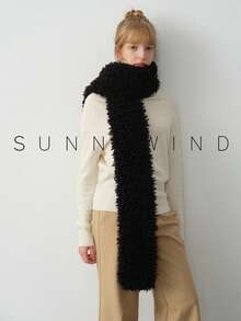 1 pièce Écharpe décontractée en sherpa à couleur unie, chaude, convenant à une utilisation quotidienne en automne/hiver pour les tenues