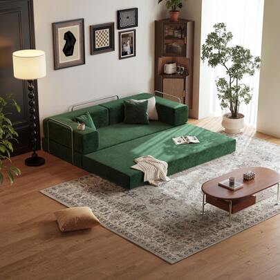 79 "Modern Foldable DIY Sofa Bed With Memory Foam Pad And Corduroy Fabric - Foldable Personalized Modular Combination Bunk, Frame, No Assembly Required, Space-Saving Design Suitable For Small Apartments, Living Rooms, Bedrooms - Easy To Store And Deliver, Warm Orange, Perfect For Studios And Guest Rooms - Multi-Functional Furniture With Plush Comfort And Durable Structure, Foldable Sofa Bed Boneless Modular Sofa For The Living Room, Modular Sofa, Freely Combinable Modular Sofa For The Living Room