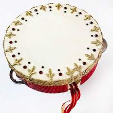 Pack Of 2 Pieces 7" Wooden Tambourine Hand Held Drum Bell, Single Row 5 Pairs Metal Jingles Percussion Musical Instrument - Default - View 7