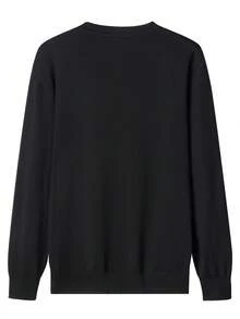 Men's Solid Color Crew Neck Long Sleeve Casual Loose Fit Lightweight Knit Sweater, Autumn/Winter