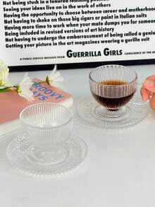 1 Set Ceașcă + Farfurie, Set Elegant de Ceașcă de Cafea și Farfurie din Sticlă în Relief, Stil Palat, Set Creative de Ceașcă de Cafea și Farfurie, Ceașcă de Ceai Mică și Farfurie de Desert, Potrivit pentru Restaurante, Cafenele, Birouri, Magazine de Deserturi - transparent - Vizualizare 11