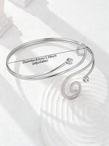 1pc Swirl Pattern Armband, Women Arm Cuff, Upper Arm Bracelet, Body Jewelry - Silver - View 3