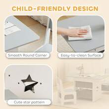 AIYAPLAY Kids Table And Chair Set With 6 Removable Drawers, Light Grey - Light Grey - View 7