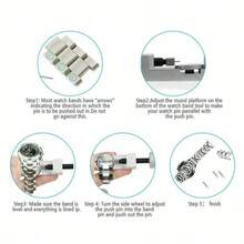 Watch Band Bracelet Link Pin Remover Repair Tool Kit Metal Strap Adjustable - 銀色 - 查看 5