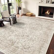 9x12 Area Rugs Living Room - Large Boho Stain-Resistant Rugs With Non-Slip Backing, Vintage Design Bedroom, Beige/Brown, Home Decor Floor - Beige Brown - View 12