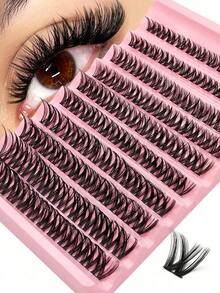 150Pcs D Curl Eyelash Clusters Wispy Voluminous And Lightweight Individual Lashes, Natural Look Lashes Fluffy Cluster Lashes DIY Eyelash Extension Women's Eye Makeup, Beginner Friendly, Reusable Lash Clusters, Eyelash Clusters, Individual Eyelashes, Lashes, Fake Lashes - 黑色 5 - 查看 1