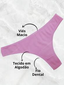 Kit 10 Calcinhas Fio Dental em Algodao Não Marca Calcinha Sexy Confortável Revenda - Algodao - Lisas - Visão 2