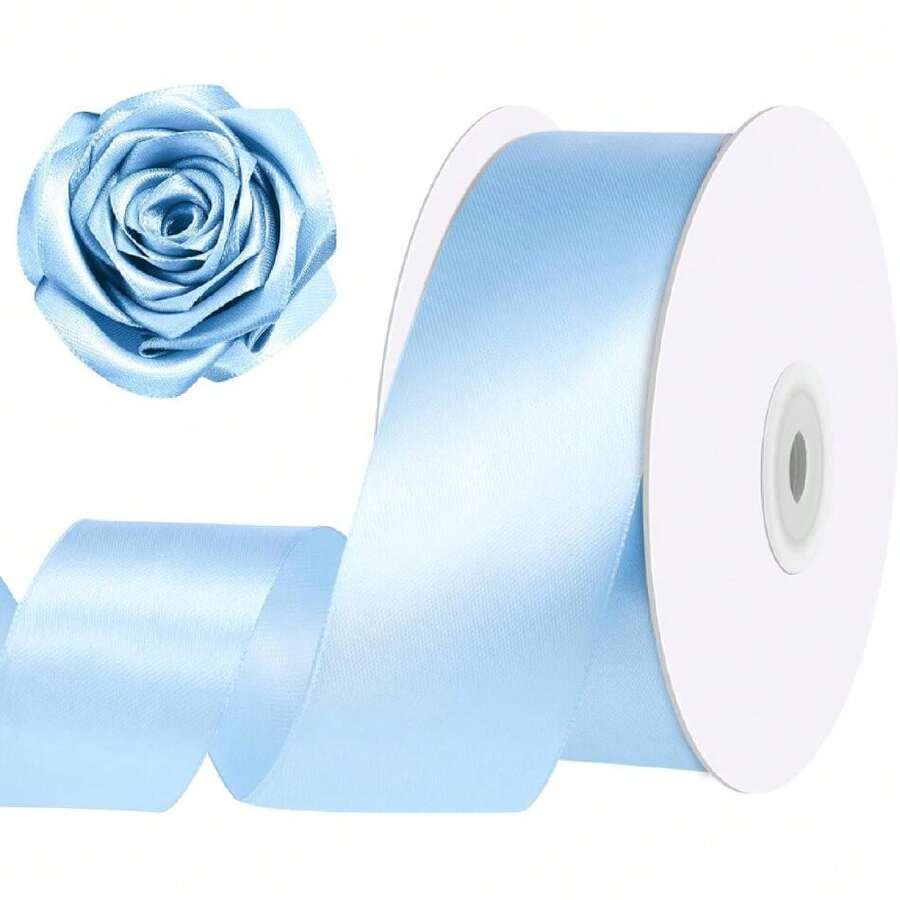 Blue Ribbon 1 1/2 Inch 60 Yards Double Faced Blue Satin Ribbons For Bridal Shower Flower Bouquet Leis Gift Wrapping Wedding Party Bows Crafts,23939278 - 藍色 - 查看 1