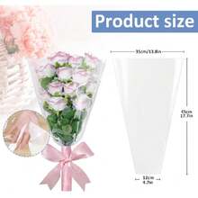 Clear Flower Bags For Bouquets, 100PCS Wrapping Papers 13.8in X 18in, Wrapping Bags, Floral Sleeves For Flouquets Packaging,23941802 - 淺灰紫 - 查看 2