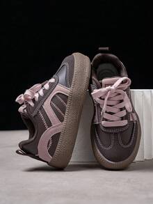 1 Pair Unisex Versatile Hook And Loop Casual Sneakers, Flat, Comfortable & Breathable, Ideal For Students, Campus Style Sports Shoes, Sporty Casual Trainers, Fashion Versatile Shoes - Baby Pink - View 3