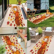 1pc Autumn Leaves & Pumpkins - Beige & Orange Fall Decor With Plush Soft Texture, Washable Living Room, Bedroom, Entryway - Warm Brown/Red/Yellow/Green Leaf Pattern, Cozy Seasonal Floor Thanksgiving & Home Decor, Rectangular Shape With Autumnal Hues, Durable Material, Easy Care Year-Round Use, Adding Warm Fall To Your Home, Large Rugs Living Room - Black - View 6