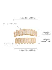1pc/2pcs Elegant Copper Gold Plated Grillz GRILLS Teeth Teeth Braces For Halloween, Party & Easter Suitable For Men & Women - Multicolor - View 6