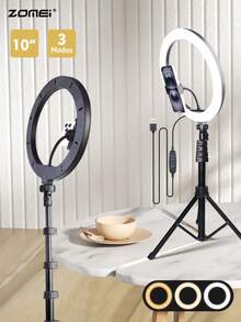 A Set Of 12-Inch LED Ring Light | Portable Fill Light, With 63-Inch Bracket Stable And Portable, 3-Color Light Can Be Switched At Will, USB Power Supply Is Simple And Convenient, Whether It Is Indoor Live Broadcast, Professional Photography, Video Conferencing, Or Outdoor Vlog Shooting, Can Provide You With Professional And Uniform Fill Light Effect. - màu đen - Xem 1