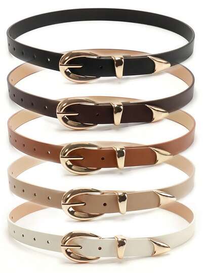 حزام موضة للنساء بإبزيم ذهبي، حزام خصر عصري بسيط للارتداء مع الجينز والفساتين والبناطيل