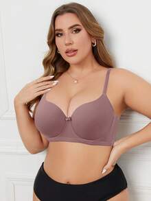 MIMILEMON Plus Size Pale Pink Women's Underwire Bra, Supportive & Comfortable - Dusty Pink - View 7
