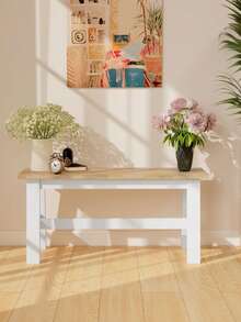 Ławka HOMCOM dla 2 osób, drewniana w kolorze dębu z poprzeczką stabilizującą, do salonu, jadalni, przedpokoju, drewno kauczukowe, biała