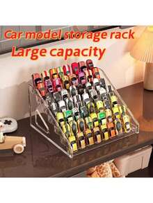 Versatile Display Rack For Toy Cars & Jewelry Stackable Multi-Layer Design Perfect For Christmas & Holiday Gifts Home Desktop Organizer Showcase For Miniature Car Collections And Fashion Jewelry Modular Space-Saving Display Shelf Clear Visibility Tiered Stand Ideal For Kids Room Shelf Decor Party Gift Wrapping Ready Portable Lightweight Convenient Assembly Easy To Arrange Collectibles - 透明 - 查看 1