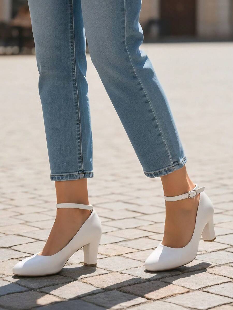 Giày cao gót nữ cỡ lớn, thời trang và thoải mái - trắng - Xem 1