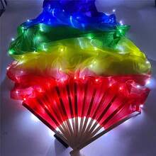 LED Luminous Fan 1.5M | Blue White Gradient Soft Wire Light String | Battery Free | Belly Dance Stage Party Wedding Performance Props - Luminous Silk Fan - View 14