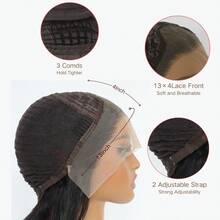 Long Straight Ingwerbraun Alltagskleidung Kunsthaar Für Damen Mehrlagig  13 x 4 Zoll vorgezupfte Lace-Front-Perücken - Ingwerbraun - Übersicht 5